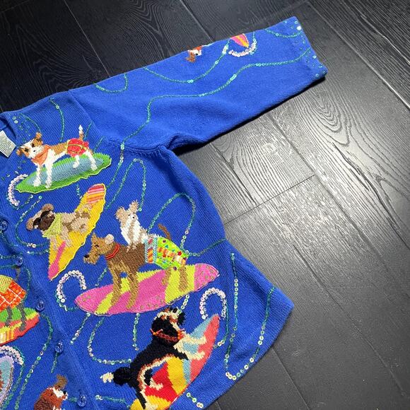 DESIGN OPTIONS by Philip & Jane Gordon Surfing Dogs Large Embroidered Sweater - Picture 3 of 6